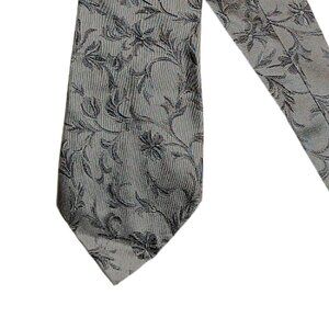 Hugh Parsons Silk Tie Men’s 58.5” Solid Gray Floral Woven Wedding Wide Tie New
